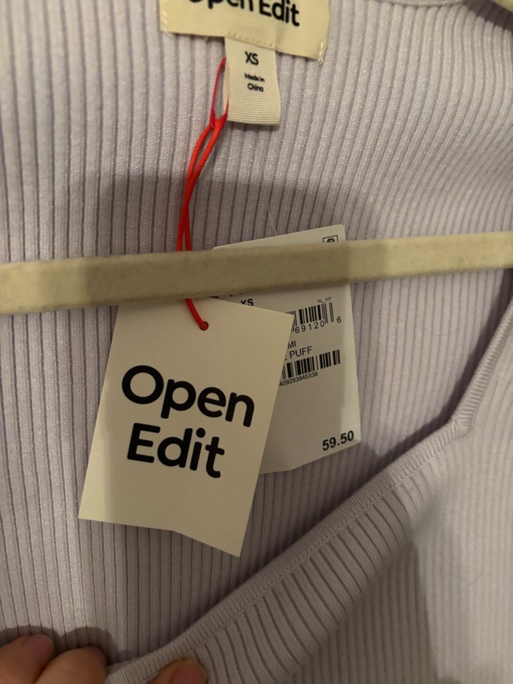 Open Edit Lavender Ribbed Square Neck Top - Picture 2 of 3